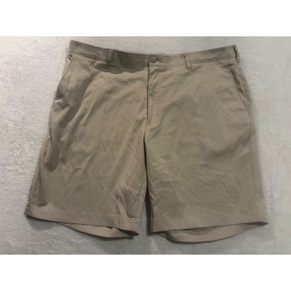 Pro Tour Mens Golf Shorts Tan‎ Khaki Flat Front Performance Size 40 Stretch